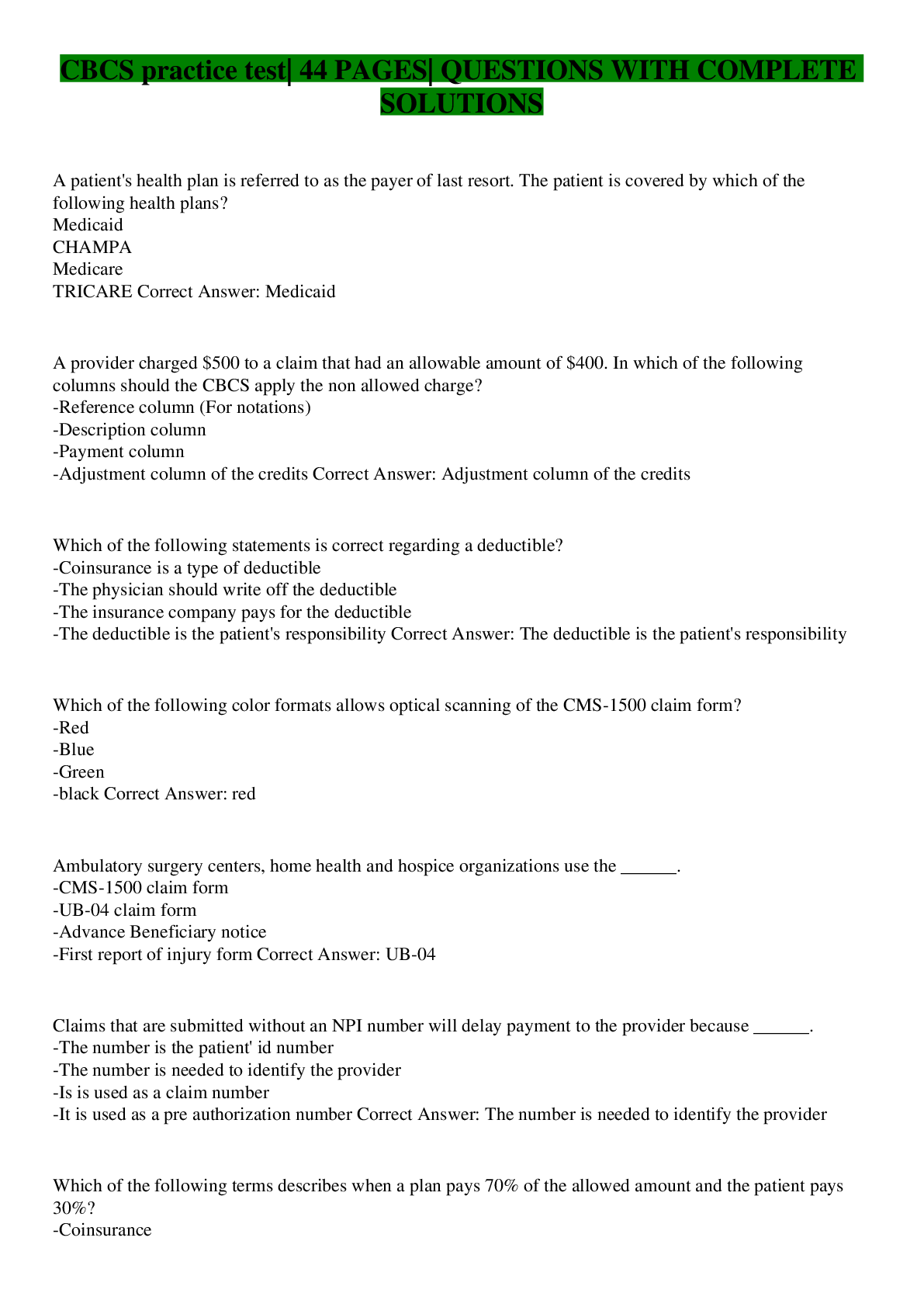 Preview image of CBCS practice test| 44 PAGES| QUESTIONS WITH COMPLETE SOLUTIONS document